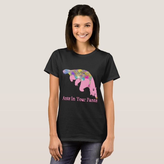 Camiseta Anteater Funky Psicodélico Lema Gracioso Rosa (Anverso completo)