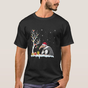Camiseta Anteater Santa Hat Navidades de luz de árbol festi