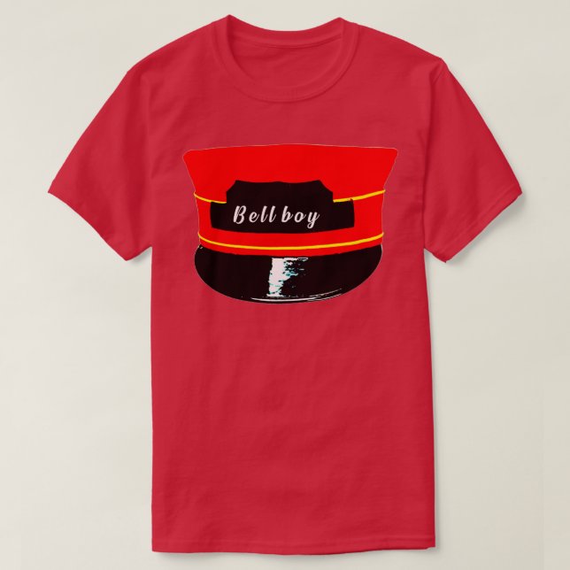 Camiseta Antecedentes rojos retro de Bellboy escritos en un (Diseño del anverso)