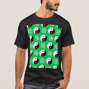 Camiseta Antecedentes verdes Patrón chino de Yinyang