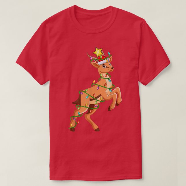 Camiseta Antelope Iluminando el árbol de navidad coincidien (Diseño del anverso)