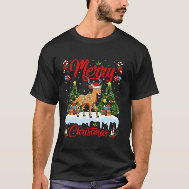 Camiseta Antelope Merry Christmas Tree iluminando Santa Ant (Anverso)