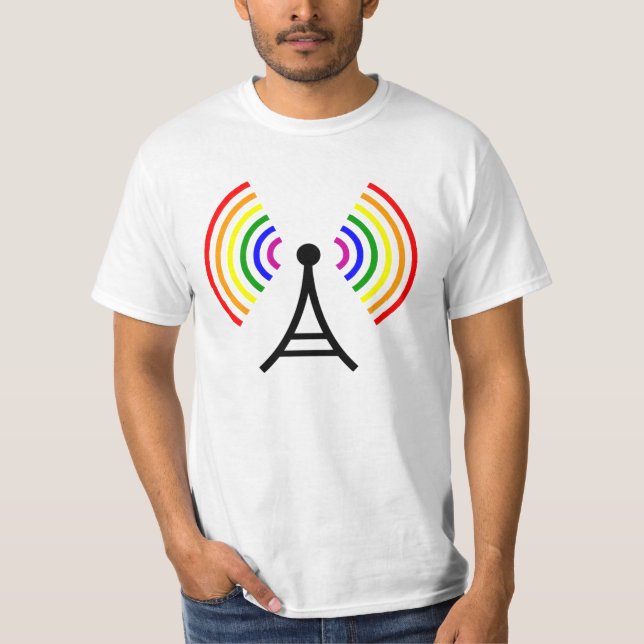 Camiseta Antena gay de la señal del arco iris de WiFi (Anverso)