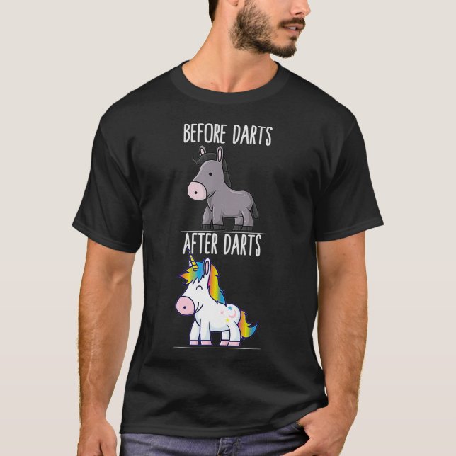 Camiseta Antes de Darts Unicorn Dart Player (Anverso)