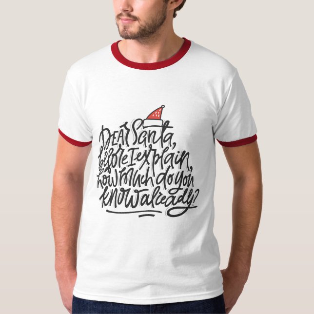 Camiseta ANTES DE EXPLICAR SANTA Hombres Navidad Fiesta (Anverso)