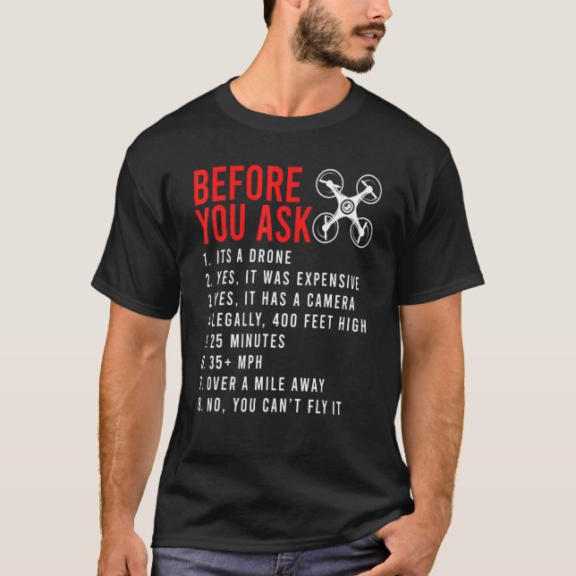 Camiseta Antes de preguntar diseño de drones (Anverso)