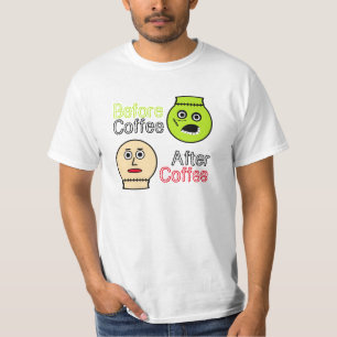 Camiseta Antes del café, después del café, Monstruo del caf