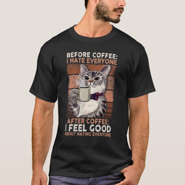 Camiseta Antes Del Café Odio A Todos Después Del Café Negro (Anverso)