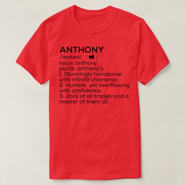 Camiseta Anthony Name Definición Anthony Significaning Anth (Diseño del anverso)