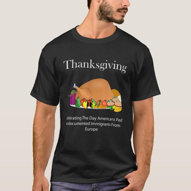 Camiseta Anti-Acción De Gracias Por Indi Nativo Es (Anverso)