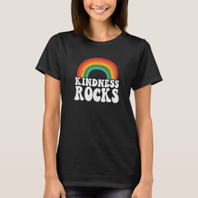 Camiseta Anti Bullying Hippie Retro Teacher Rainbow Kindnes (Anverso)