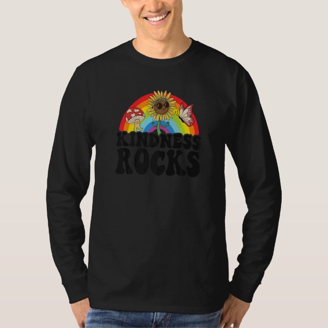 Camiseta Anti Bullying Hippie Retro Teacher Rainbow Kindnes (Anverso)