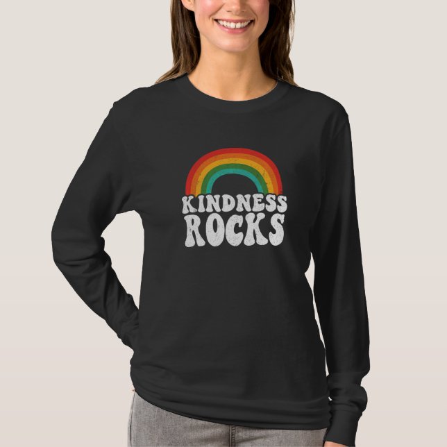 Camiseta Anti Bullying Hippie Retro Teacher Rainbow Kindnes (Anverso)