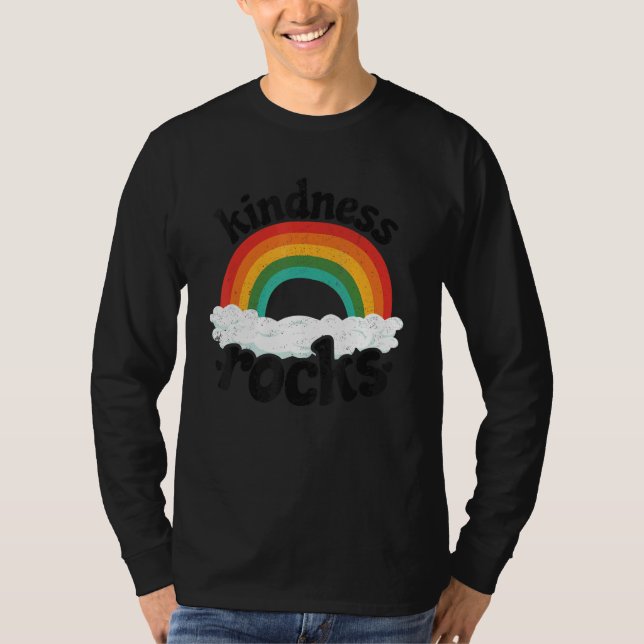 Camiseta Anti Bullying Hippie Retro Teacher Rainbow Kindnes (Anverso)