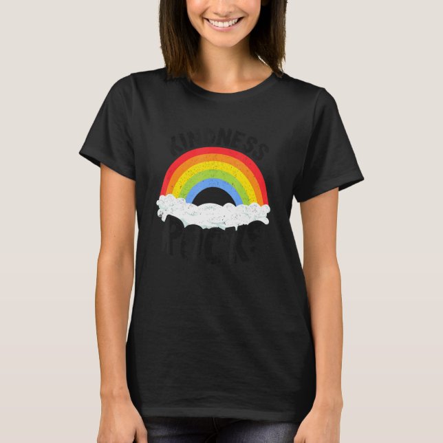 Camiseta Anti Bullying Hippie Retro Teacher Rainbow Kindnes (Anverso)