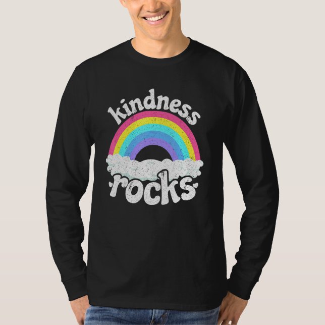 Camiseta Anti Bullying Hippie Retro Teacher Rainbow Kindnes (Anverso)