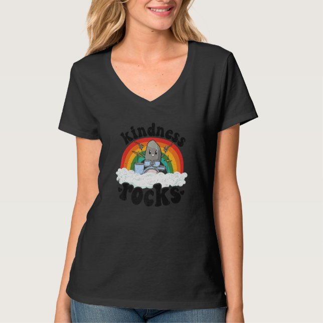 Camiseta Anti Bullying Rainbow Retro Music Teacher Kindness (Anverso)