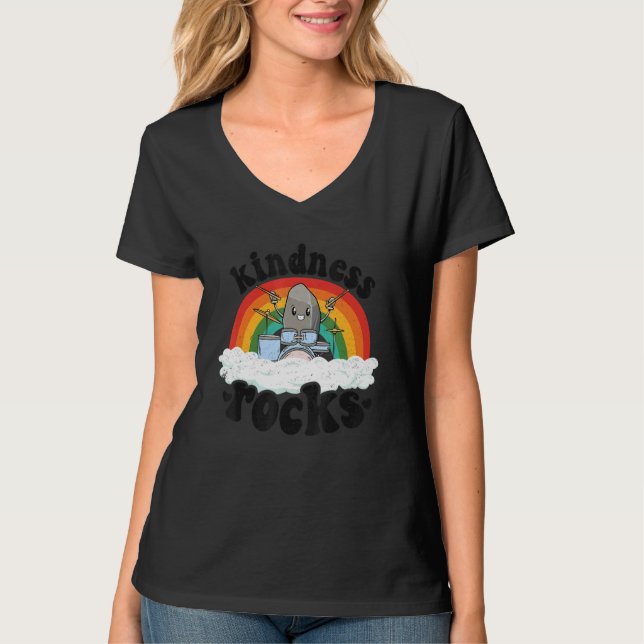 Camiseta Anti Bullying Rainbow Retro Music Teacher Kindness (Anverso)