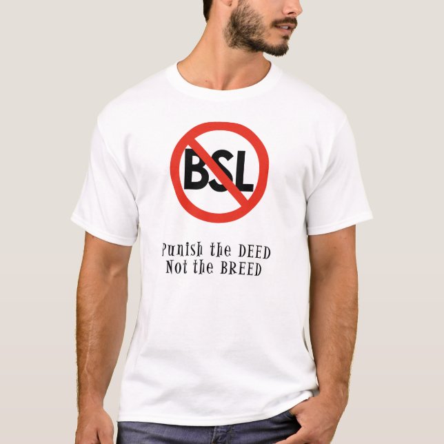 Camiseta anti de BSL: Castigue el hecho, no la (Anverso)