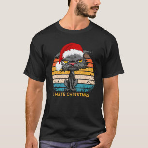Camiseta Anti Navidad Odio Navidad Gato Aburrido Retro Sa