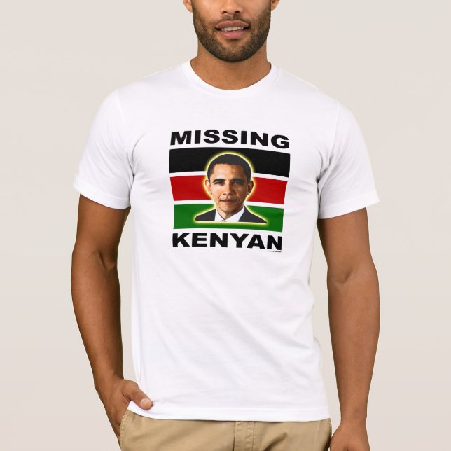 camiseta anti Obama "Missing Kenyan" (Anverso)