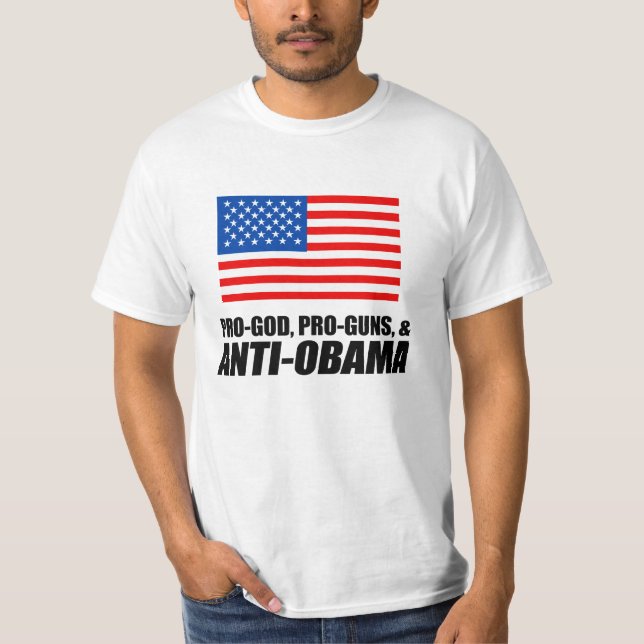 Camiseta Anti-Obama - PRO-GOD PRO-GUNS ANTI-OBAMA (Anverso)
