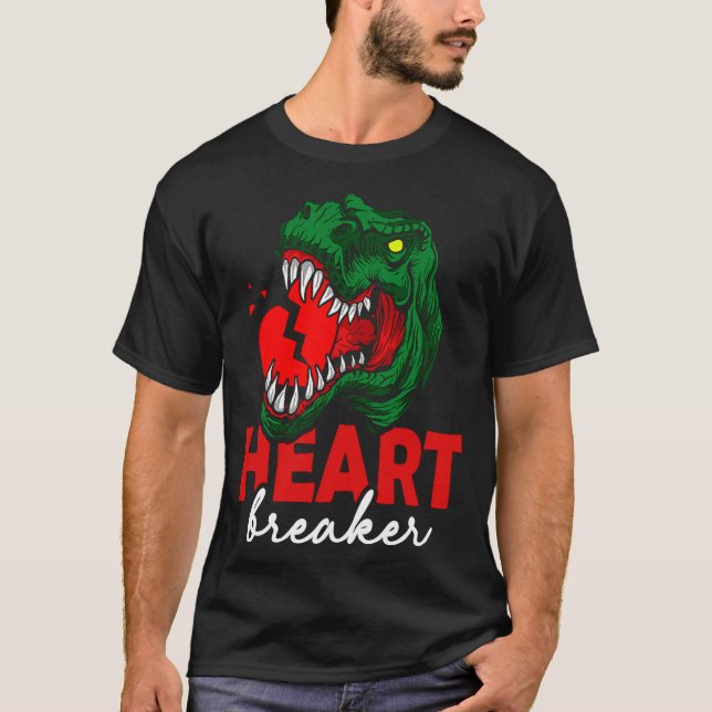 Camiseta Anti Valentines Day Single Heart Breaker T Rex Di  (Anverso)