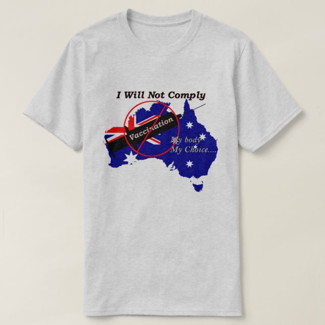 Camiseta Anti Vax Mi cuerpo Mi opción Bandera Australiana (Diseño del anverso)