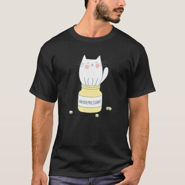 Camiseta Antidepresivo de gato lindo, gatito lindo con poco (Anverso)