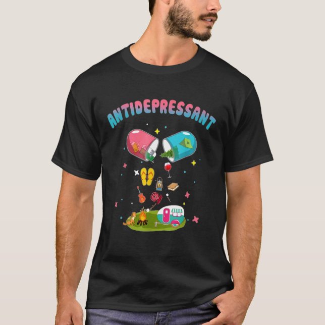 Camiseta Antidepresivo Funny Antidepresivo Camping Lover (Anverso)