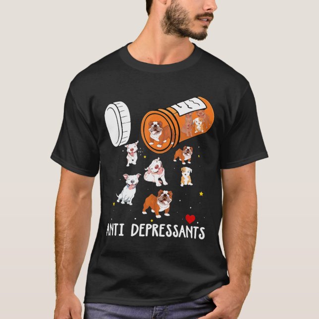 Camiseta Antidepresivo Pitbull Perro Cute Perro (Anverso)