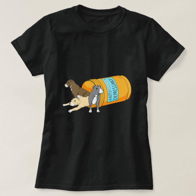 Camiseta Antidepresivo Propietario de perros Pitbull Animal (Diseño del anverso)