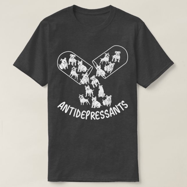 Camiseta Antidepresivos, amantes de los perros Pitbull, per (Diseño del anverso)