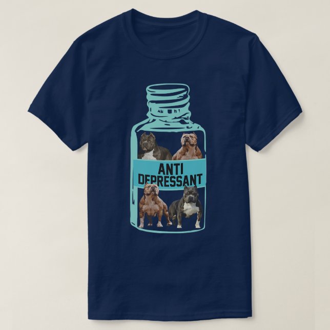 Camiseta Antidepresivos, Amor Sonrisa Pitbull, Perro Es Amo (Diseño del anverso)