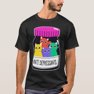 Camiseta Antidepresivos Caja De Píldoras Con Gatos Antidepr
