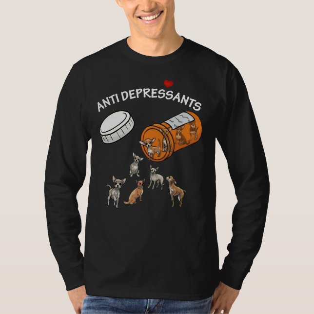 Camiseta Antidepressant Chihuahua Orange Bottle (Anverso)