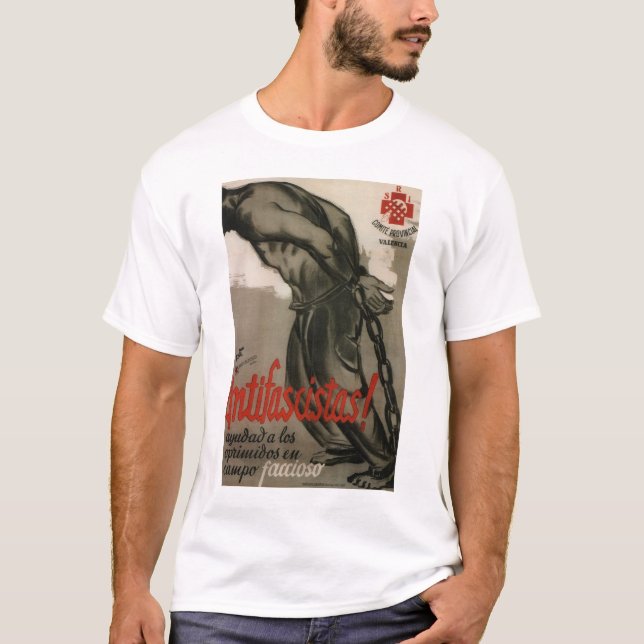Camiseta ¡Antifascist! Ayude al poster del (Anverso)
