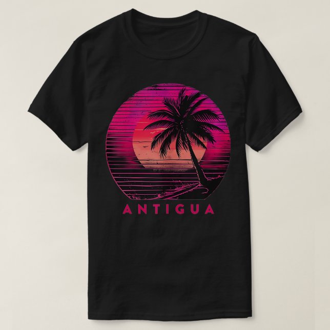 Camiseta Antigua Barbuda Beach Palm Trees Verano Sunset Vin (Diseño del anverso)