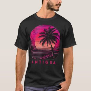 Camiseta Antigua Barbuda Beach Palm Trees Verano Sunset Vin