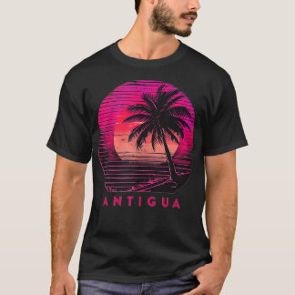 Camiseta Antigua Barbuda Beach Palm Trees Verano Sunset Vin