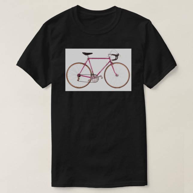 Camiseta Antigua colección MERCIER bicicleta rosa Postcard. (Diseño del anverso)