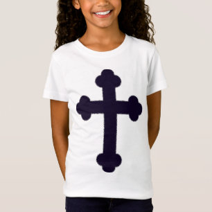 Camiseta Antigua cruz cristiana púrpura