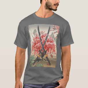 Camiseta Antigua cultura japonesa de cerezo florece Katana 