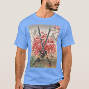 Camiseta Antigua cultura japonesa de cerezo florece Katana 