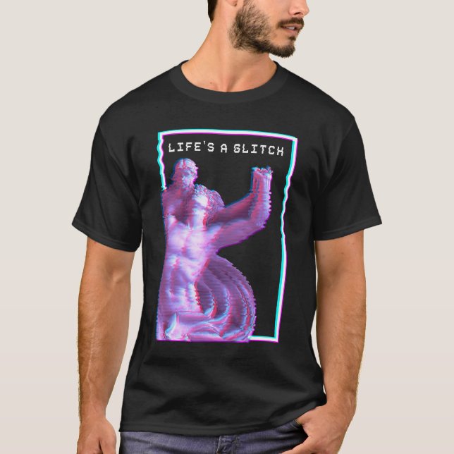Camiseta Antigua estatua griega Estética de Vaporwave Glitc (Anverso)