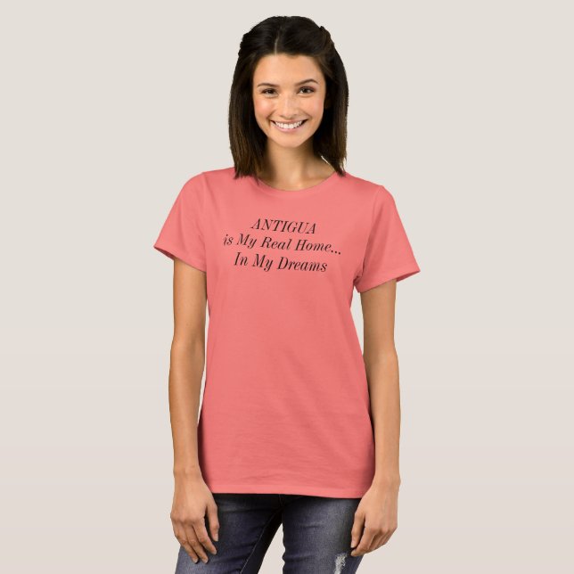 Camiseta ANTIGUA Hogar Soñado Isla del Caribe (Anverso completo)