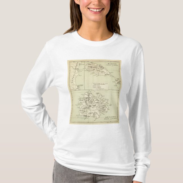 Camiseta Antigua litografió el mapa (Anverso)