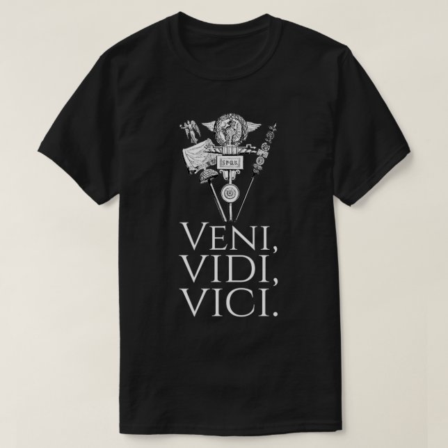 Camiseta Antigua Roma Julius Caesar Cita Latina Veni Vidi (Diseño del anverso)