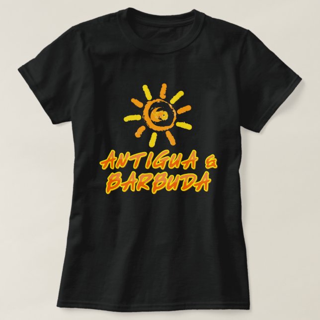 Camiseta Antigua y Barbuda amarillo brillante y naranja (Diseño del anverso)