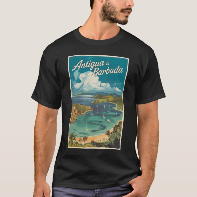 Camiseta Antigua y Barbuda Painterly Travel Art Vintage (Anverso)